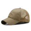 Berretto da baseball kaki traspirante in rete per uomo, cappello estivo ad asciugatura rapida - Taglia Normale (56-59cm) / Stile Semplice in Maglia a Nido d'ape / Kaki