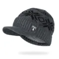 Graue Wintermütze mit Schirm und Schneeflockenmuster, warmes Fleecefutter für Herren und Damen - Hat-Snowflake Grey / Einheitsgröße (Dehnbar)