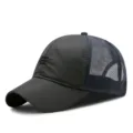Cappello trucker in mesh grigio scuro ad asciugatura rapida uomo traspirante estivo - Taglia Normale (56-59cm) / Stile a Tre Strisce in Maglia a Nido d'ape / Grigio
