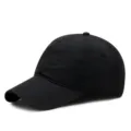 Berretto da baseball nero classico ad asciugatura rapida con protezione solare SKU - Taglia Normale-Regolabile (56-59cm) / Stile Semplice ad Asciugatura Rapida Totale / Nero