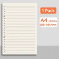 A4 losbladig papier navulling 30 gaten horizontaal gelinieerd voor ringbanden - Geliniëerde Stijl (80g Verdikt) / 30 Gaten / A4