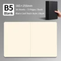 B5 Blanko-Notizbuch mit schwarzem Einband und 72 Seiten cremefarbenem Skizzenpapier - Blanko Seiten / 16k (B5) x1 Stück / Schwarzer Karton