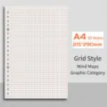 A4 ruitjespapier navulling met 30 gaten, formaat 215x290mm voor diverse ringbanden. - Geruite Stijl (80g Verdikt) / 30 Gaten / A4