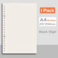 Blanco A4 30-gaats losbladig papier navulling, 215x290mm binnenbladen voor mappen - Blanco Stijl (80g Verdikt) / 30 Gaten / A4