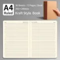 A4 Kraftpapier Notizbuch mit 72 horizontal linierten Seiten für Schule und Büro - Linierte Innenseiten / A4 x1 Stück / Rindsleder Stil