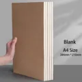 Großes A4 Minimalistisches Blanko Kraftpapier Notizbuch ideal für Skizzen und Notizen - Blanko Seiten / A4 x1 Stück / Rindsleder Stil