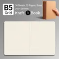 B5 Kraftpapier Notizbuch mit Karoseiten, 72 Seiten für Skizzen - Raster Innenseite / 16k (B5) x1 Stück / Rindsleder Stil