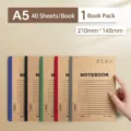 Premium kraft paper A5 notebook featuring 40 sheets and a soft cover with random colored spine - Glue Bound Notebook / 80 Pages / Natural Kraft (A5 Size)