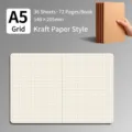 Premium A5 Kraftpapier-Notizbuch mit 72 Gitterseiten, Größe 140x205mm für Studenten - Raster Innenseite / A5 x1 Stück / Rindsleder Stil