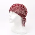 Unisex burgundy paisley pirate bandana headwrap presented on white mannequin head - One Size (55-58cm) / Floral Paisley (Wine Red)