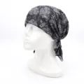 Black paisley print pirate bandana cap for men and women, stylish lightweight turban - One Size (55-58cm) / Amoeba Paisley (Black)