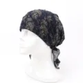 Stylish paisley print pirate bandana headscarf in dark blue for men and women, breathable - One Size (55-58cm) / Amoeba Paisley (Deep Blue)