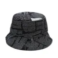 Black and white newspaper print bucket hat for street style sun protection outdoors. - Adjustable (56-60cm) / Black