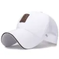 White minimalist cotton baseball cap for men, mesh back outdoor golf hat with patch - Adjustable (Fits 56-60cm Head) / Mesh Style / White