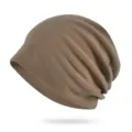 Warm khaki fleece beanie hat for winter outdoor sports and extreme cold protection - One Size / Khaki
