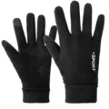 Premium black winter suede touch screen gloves for outdoor sports and cold weather - One Size / Full Finger / Black