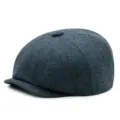 Klassische Vintage-Schirmmütze für Kinder mit blauem Fischgrätmuster aus Wollmischung - Fit 48-50cm Head Circumference / Schwarz-Dunkelblau