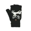Gants en tricot noirs à rabat avec motif de renne blanc - Taille unique / Cerf / Noir