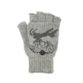 Gants convertibles en laine tricotée grise avec motif d'élan et bouton pour femme - Taille unique / Cerf / Gris