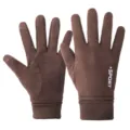 Premium brown faux suede warm gloves for winter featuring touchscreen fingertips - One Size / Full Finger / Coffee