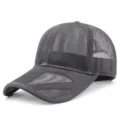 Breathable full mesh baseball cap in grey with a long brim for summer sun protection - Plus Size (60-64cm) / Velcro Style / Dark Gray