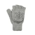 Mitaines convertibles en laine tricotée gris clair chaud avec dessus moufle pour femme - Taille unique / Style à motif flocon de neige / Gris