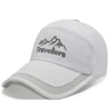 White long-brimmed mesh baseball cap for outdoor sun protection and fishing use - Mountain Style (Hook and Loop) / White