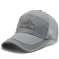 Men's breathable grey mesh baseball cap with Travellers mountain peak embroidery - Mountain Style (Hook and Loop) / Gray