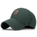 Berretto da baseball in cotone verde scuro con patch in pelle per golf - Cotton-dark green / Regolabile (Adatto per circonferenza testa 56-60cm)