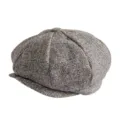 Classic gray plaid newsboy hat for men featuring a textured 8-panel baker boy style - One Size / Grey Brown Mix Plaid (No. 17)