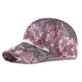 Gorra de béisbol de encaje para mujer con patrón floral de diamantes para el verano - Ajustable para 55-60cm de Circunferencia / Estilo 2-Rosa Fucsia