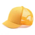 Bright yellow short brim trucker hat with breathable mesh back for summer outdoor style - One Size (55-59cm) / Breathable Mesh Style / Yellow