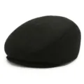 Klassische schwarze Schiebermütze aus Wolle für Herren warme Wintermütze im Baskenstil - S (54-56cm) / Einfarbiger Stil / Schwarz