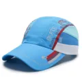 Blue quick-dry athletic baseball cap with skate theme graphics for summer sun protection - Adjustable (55-60cm) / Metal Silver Buckle / Sky Blue