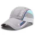 Quick-dry breathable baseball cap with extended brim for sun protection in gray - Adjustable (55-60cm) / Metal Silver Buckle / Light Gray
