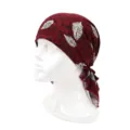 Stylish red and black pirate bandana hat featuring white feather print for men and women - One Size (55-58cm) / Feather (Red)