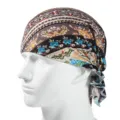 Vintage ethnic style floral print pirate bandana headwrap hat for men and women fashion accessory - One Size (55-58cm) / Flower (Brown)