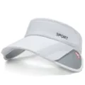 Visera deportiva blanca para exteriores con ala ancha gris retráctil para hombres y mujeres. - Ajustable / Estilo 2 / Blanco