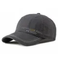 Berretto da baseball in cotone grigio antracite invecchiato con ricamo e protezione solare - 56-60cm / Stile THE SPORT / Grigio