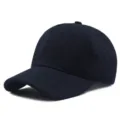 Navy blue men's wool felt baseball cap in oversized design for winter - 55-59cm Head Circumference / Plain - Navy Blue (Velcro)