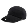 Cappellino da baseball in cotone nero stile cinese con simbolo della longevità ricamato - 56-60cm / Stile di Ricamo Longevità / Nero