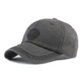 Berretto da baseball vintage in cotone grigio scuro con ricamo tradizionale cinese - 56-60cm / Stile di Ricamo Longevità / Grigio