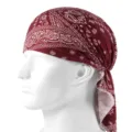 Burgundy paisley print pirate bandana hat for men and women stylish lightweight head wrap - One Size (55-58cm) / Paisley (Wine Red)