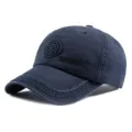 Berretto da baseball in cotone blu navy con ricamo cinese tradizionale e visiera curva - 56-60cm / Stile di Ricamo Longevità / Blu navy