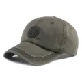Berretto da baseball in cotone verde militare vintage con ricamo in stile cinese - 56-60cm / Stile di Ricamo Longevità / Verde militare