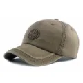 Berretto da baseball in cotone lavato marrone con ricamo tradizionale in stile cinese - 56-60cm / Stile di Ricamo Longevità / Marrone chiaro