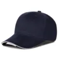 Gorra de béisbol azul marino clásica con detalle de borde blanco y correa ajustable - 6 Paneles Azul Marino Blanco Sándwich (Hebilla de Cobre)