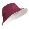 Reversible wine red and off-white bucket hat for sun protection, large head size - Wine Red and Beige
