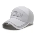 White mesh breathable baseball cap with long brim and sport embroidery detail. - SPORT Letter Style (Buckle) / White