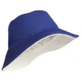 Large size reversible blue cotton bucket hat for men with sun protection for outdoors - Dark Blue and Beige